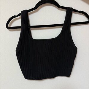 Babaton Black Ribbed Tank Top